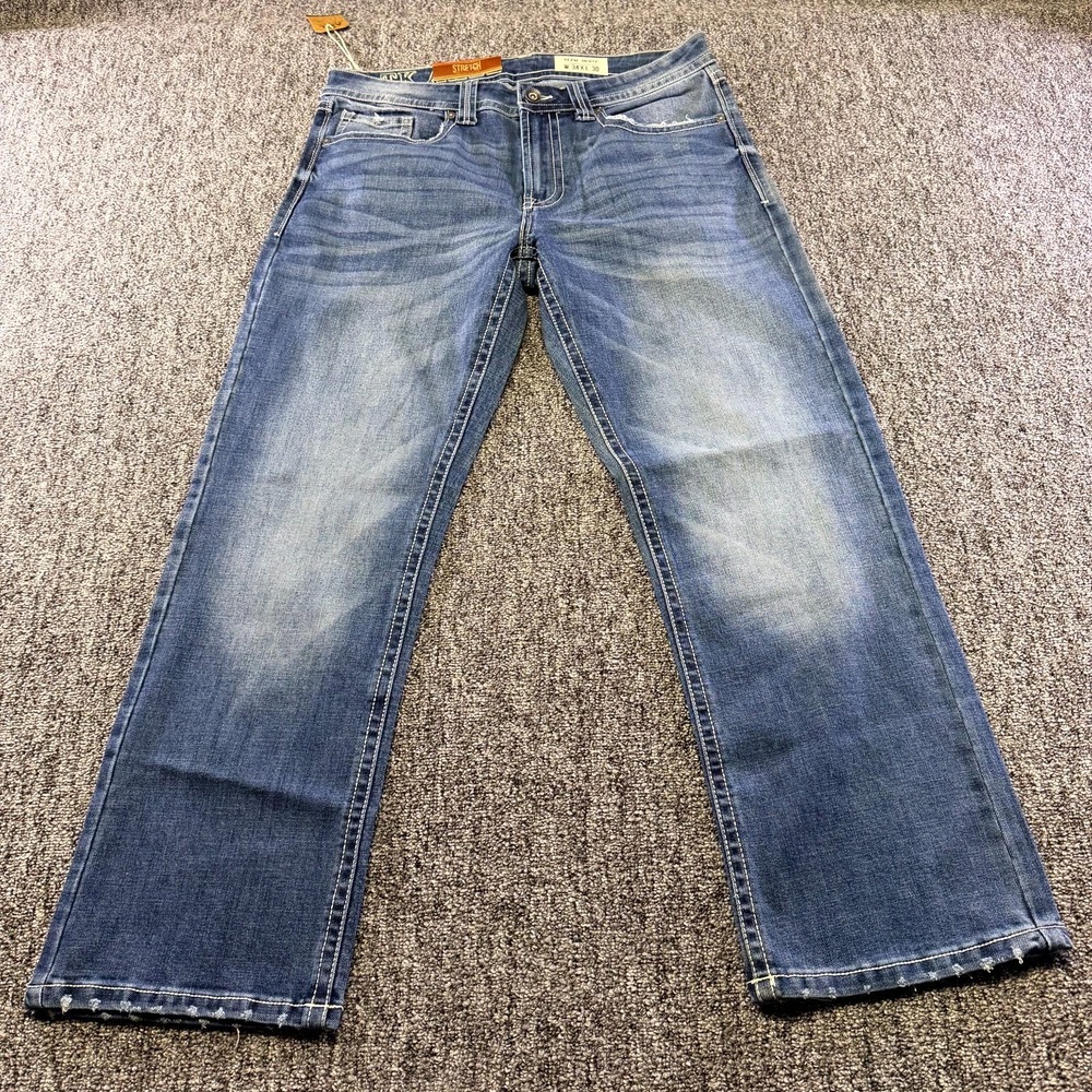 Axel Slim Bootcut Fit Jeans Mens 34x30 Blue Denim Cotton Medium Wash Streetwear